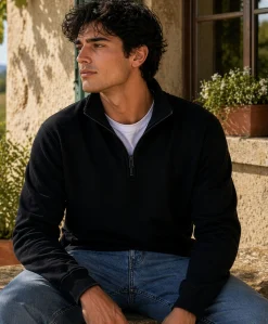 Basic 1/2 zip college genser