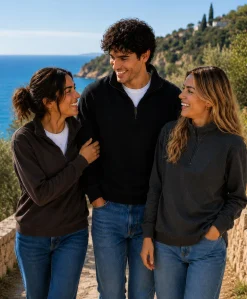 Basic 1/2 zip college genser