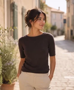 Kaffe Lizza boatneck solid topp