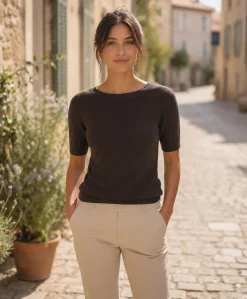Kaffe Lizza boatneck solid topp
