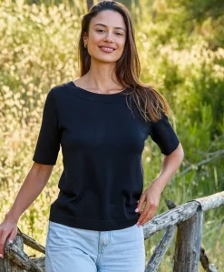 Kaffe Lizza boatneck solid topp