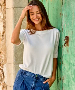 Kaffe Lizza boatneck solid topp